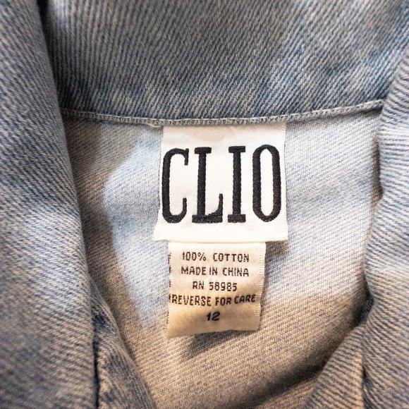 Clio Womens Size 12 Denim Jacket Vintage Floral Embroidered Light Wash Retro - Picture 5 of 9